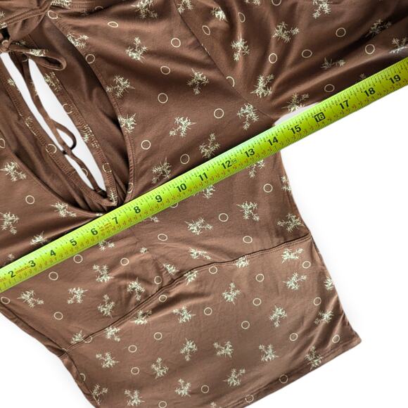 FREE PEOPLE Soraya Top Brown Floral Size XS Keyhole Neck Open Back - Picture 6 of 7